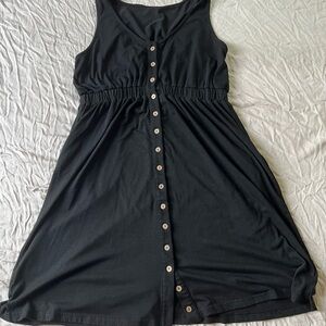 Casual Witchy Black Button-Down Dress